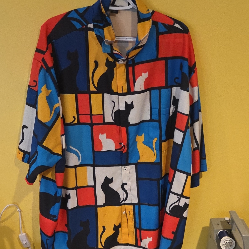 Colorful Cat Print Shirt - Picture 1 of 1